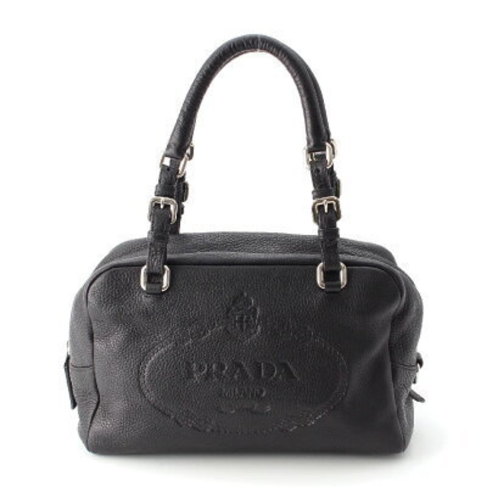 PRADA embossed logo mini handbag bag black